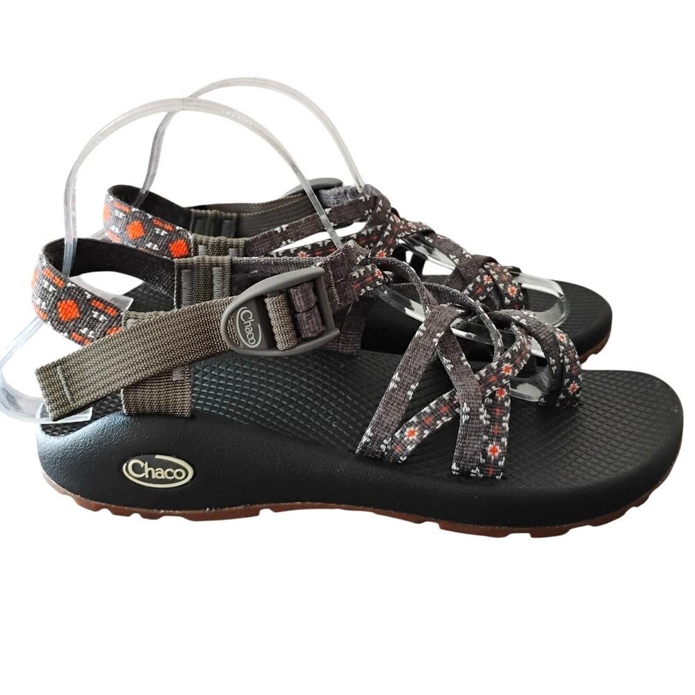 Chaco EUC! ZX/2 Strappy Hiking Sandals Gray/Orange Tribal Creed Golden Women's 8